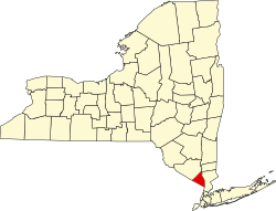 map of New York highlighting Rockland County