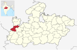 मध्यप्रदेश राज्यस्य मानचित्रे रतलाम नगरम्