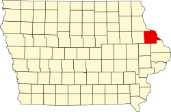 map of Iowa highlighting Dubuque County
