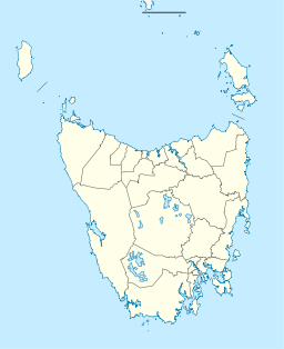 Snug markerat på kartan över Tasmanien.