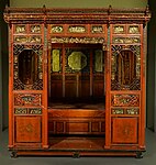 Chinese canopy bed; late 19th or early 20th century; carved lacquered and gilded wood; Montreal Museum of Fine Arts (Montreal, Canada)