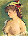 『胸をはだけたブロンドの娘』1878年。油彩、キャンバス、62.5×51㎝。オルセー美術館。