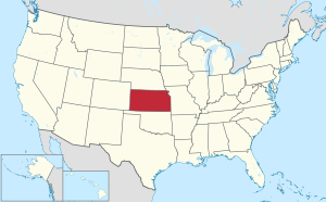 Peta Amerika Serikat dengan Kansas ditandai