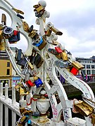 Love padlocks on Ha´penny bridge, Dublin, Ireland