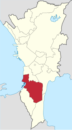Mapa de Gran Manila con Parañaque resaltado