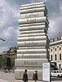 Image 1612-metre-high (40 ft) stack of books sculpture at the Berlin Walk of Ideas, commemorating the invention of modern book printing (from History of books)