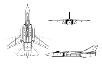 Gambar Su-24 dari tiga sisi.