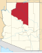 Harta statului Arizona indicând comitatul Coconino