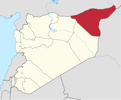 Map of Syria with Al Hasakah highlighted