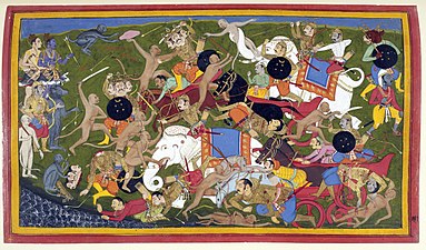 Bătălia de la Lanka menționată în Ramayana-reprezentata artistic