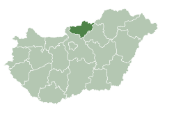 Nógrád vármegye elhelyezkedése Magyarországon