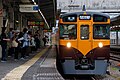 西武2000系電車2071編成「2色塗り(黄色と茶色)」ラッピング車両(240501)