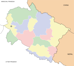 Dehradun trên bản đồ Uttarakhand