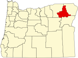 map of Oregon highlighting Union County