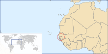 مغربی افریقا میں گیمبیا کا محل وقوع (گہرا سرخ)