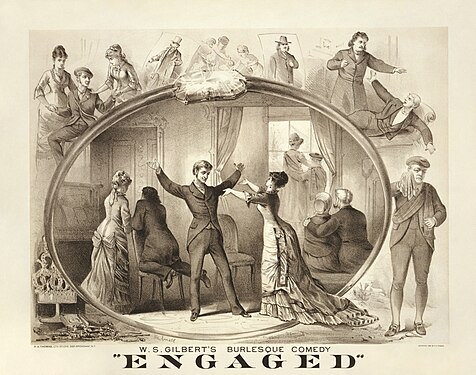 Engaged poster by H. A. Thomas Lith. Studio, restored by Adam Cuerden
