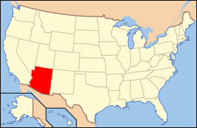 Map of the United States with ಆರಿಜೋನ highlighted