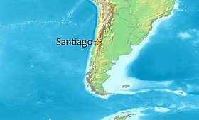 Položaj Santiaga na krati Južne Amerike