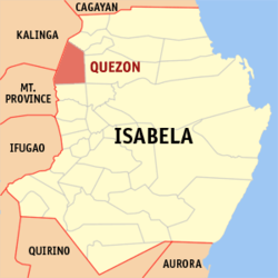 Mapa de Isabela con Quezon resaltado