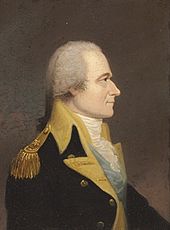 Ein Alexander Hamilton mittleren Alters im Gewand eines Generals.