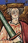 "Abigdon Kronikleri" adli resimlendirilmis bir yazma kitapta II.Ethelred'in elinde çok büyük bir kılıçla resmi.