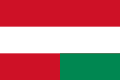 Civilna zastava Austro-Ugarske Monarhije. Verzija bez grbova Austrije i Ugarske. Nikad uvedena.