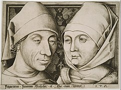 Israhel van Meckenem y su esposa Ida (c. 1490), de Israhel van Meckenem, Museo de Arte de Filadelfia