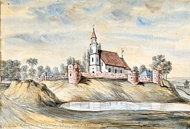 Кальвінскі збор у Койданаве. Малюнак Н. Орды. 1876