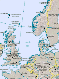 מפת הים הצפוני והמדינות המקיפות אותו
