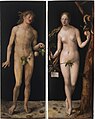 板面油画《亚当和夏娃》，1507年，藏于马德里普拉多博物馆