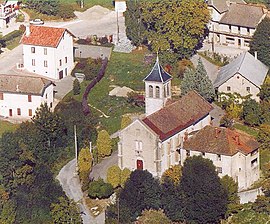 The church and surrounding buildings