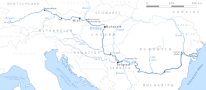 Map of the Danube (name places in German)