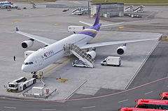 Thai Airways International on apron from above