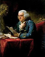 Benjamin Franklin leyendo unos documentos