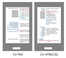 Confronto tra un CV in PDF e uno in HTML-CSS in un dispositivo mobile