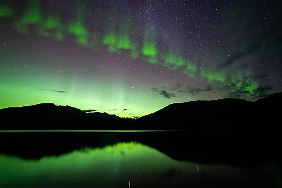 Aurora at Clearwater Lake in Wells Gray Provincial Park. Photograph: Hengyu Jonathan Chi