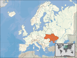 Location of  Yukren  (orange) on the European continent  (white)
