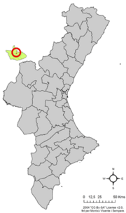 Localização do município de Torrebaja na Comunidade Valenciana