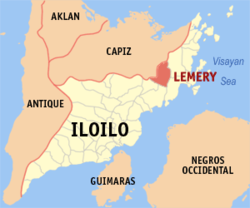 Mapa de Provincia de Iloílo con Lémery resaltado