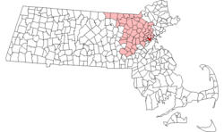ミドルセックス郡内の位置（赤）