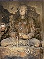 仏像とアレキサンダー仏陀脇侍像。タパ・シュトル寺院出土。クシャン朝フヴィシュカ王（西暦155-187）の在位間