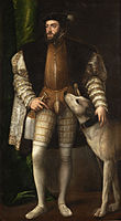 Carlos V con un perro Óleo sobre lienzo, 194 × 113 cm, Museo del Prado.