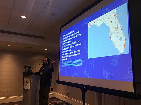 Rob Fernandez talking about adding Florida libraries to Wikidata