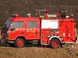 放水銃が装備された 消防ポンプ自動車 （熊本市消防団）