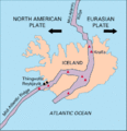 A Közép-Atlanti-hátság áthaladása Izland területén