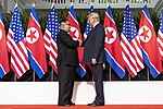 Kim Jong-un and Donald Trump shaking hands at the North Korea–United States summit