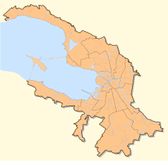 Mapa konturowa Petersburga, blisko centrum na prawo znajduje się punkt z opisem „Petersburskie Państwowe Konserwatorium im. Nikołaja Rimskiego-Korsakowa”