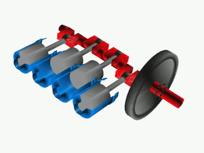 Krank mili ve pistonları gösteren bir animasyon. (Kaynak:NASA)