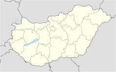 Mapa konturowa Węgier, u góry po prawej znajduje się punkt z opisem „Halmaj”