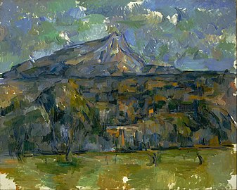 Muntele Sainte-Victoire (1887), în care muntele este reliefat prin tonuri de albastru.
